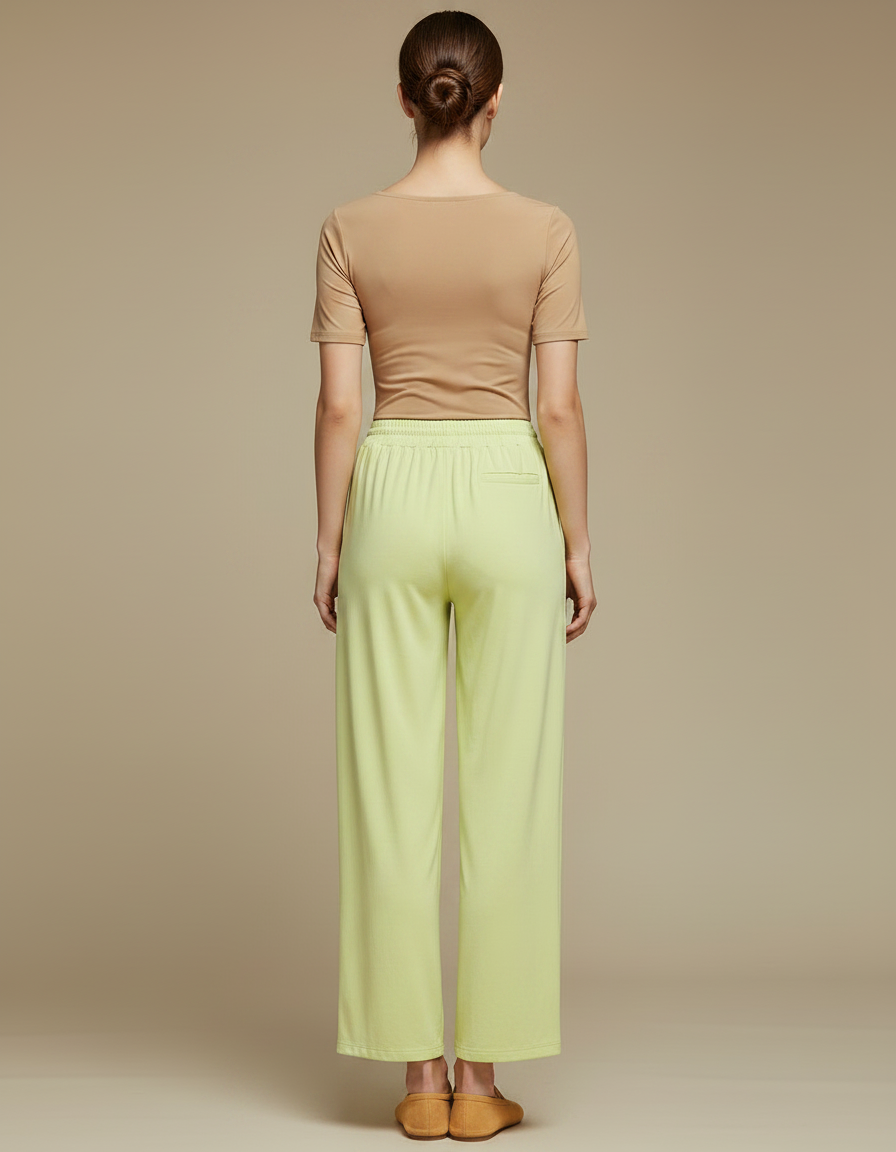 Pantalon Chinois Vert Clair Fluide Ample Femme - Viscose - vue 2