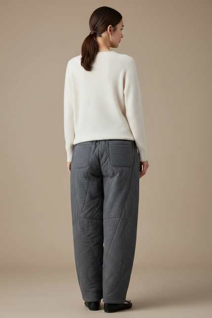 Pantalon Chinois Gris Matelassé Chaud Hiver Femme - Molleton - vue 2