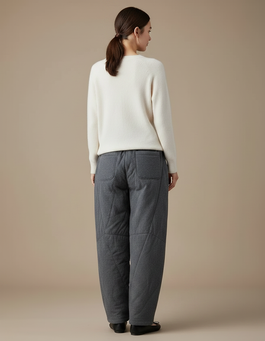 Pantalon Chinois Gris Matelassé Chaud Hiver Femme - Molleton - vue 2