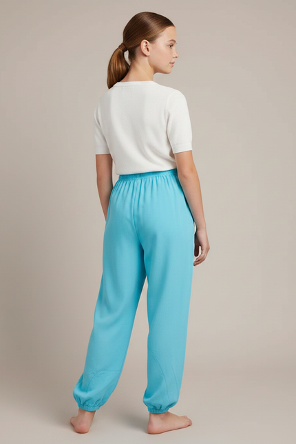 Pantalon Chinois Bleu Ciel Fluide Ample Enfant - Viscose - vue 2