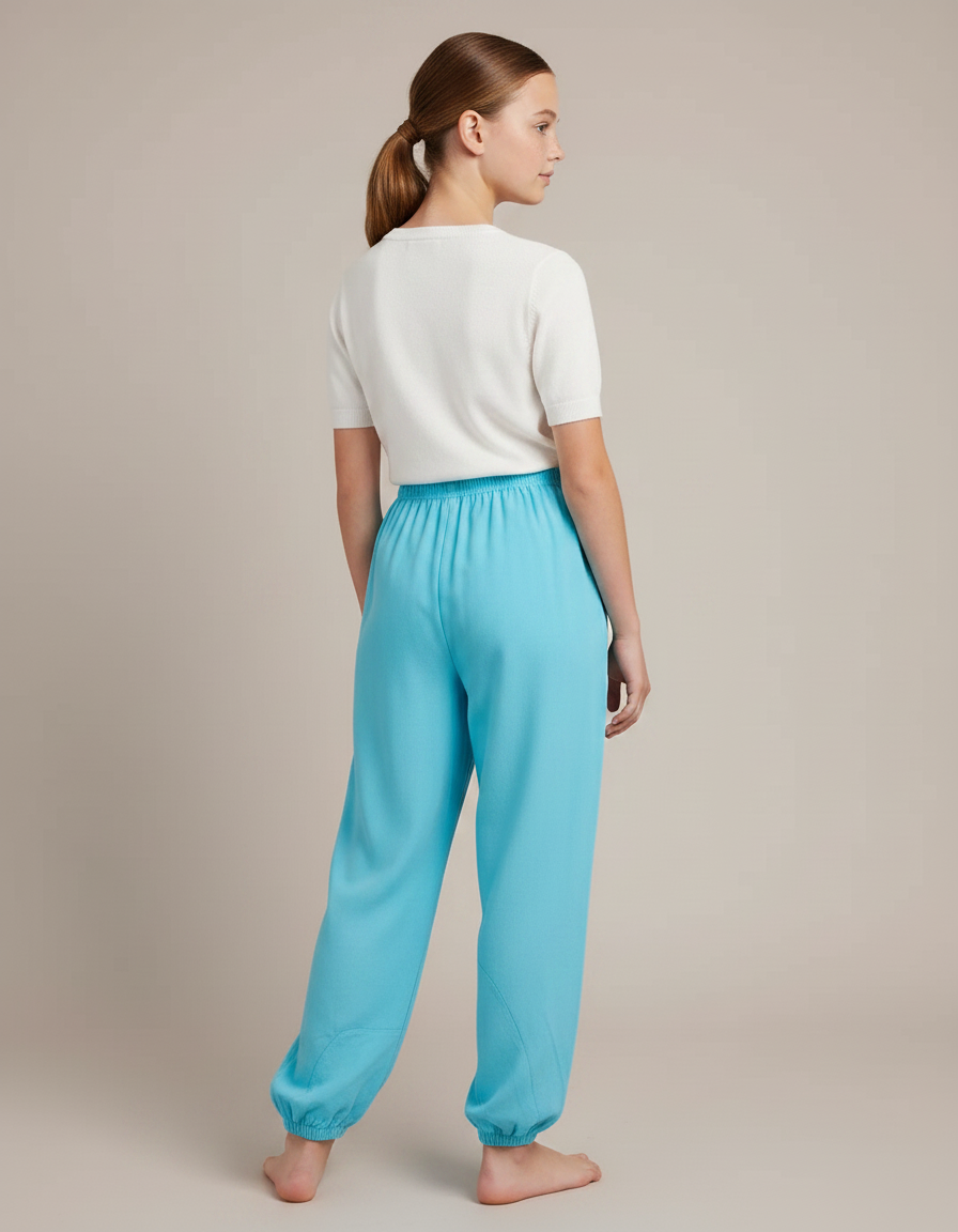 Pantalon Chinois Bleu Ciel Fluide Ample Enfant - Viscose - vue 2