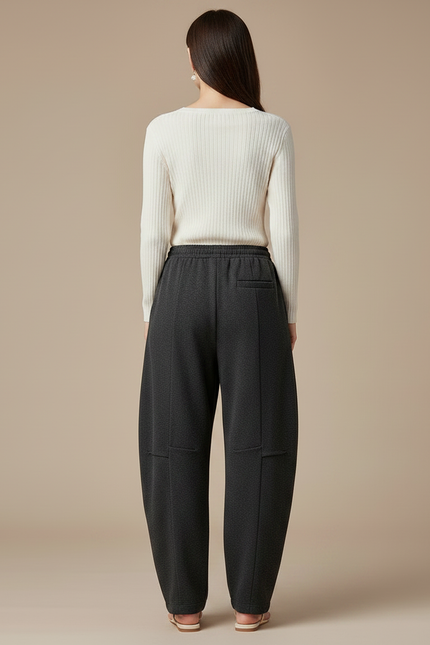 Pantalon Chinois Gris Ample Harem Coton Épais - Molleton - vue 2