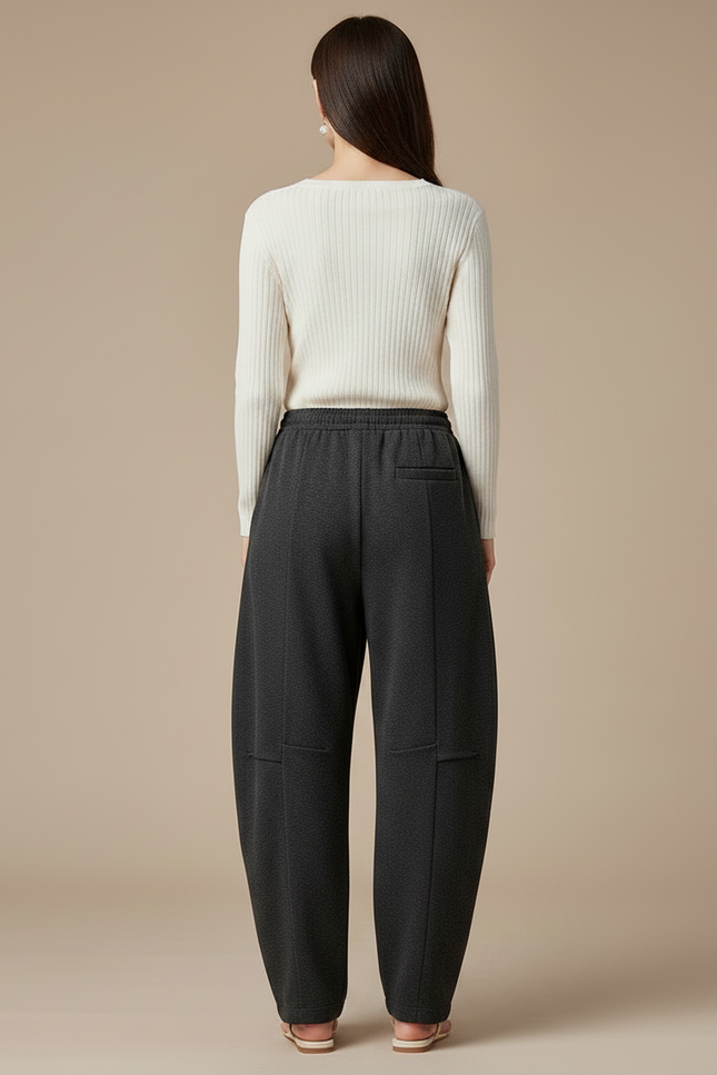 Pantalon Chinois Gris Ample Harem Coton Épais - Molleton - vue 2