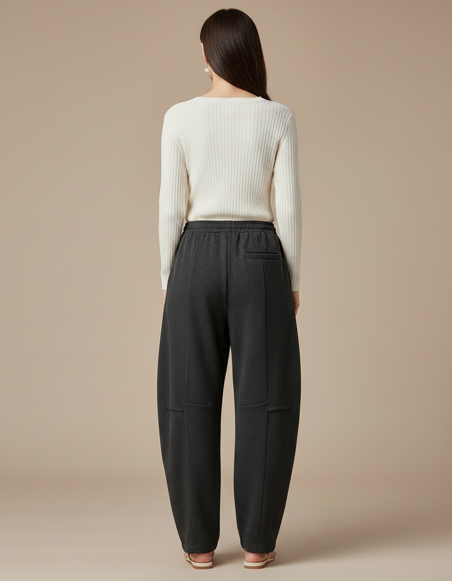 Pantalon Chinois Gris Ample Harem Coton Épais - Molleton - vue 2