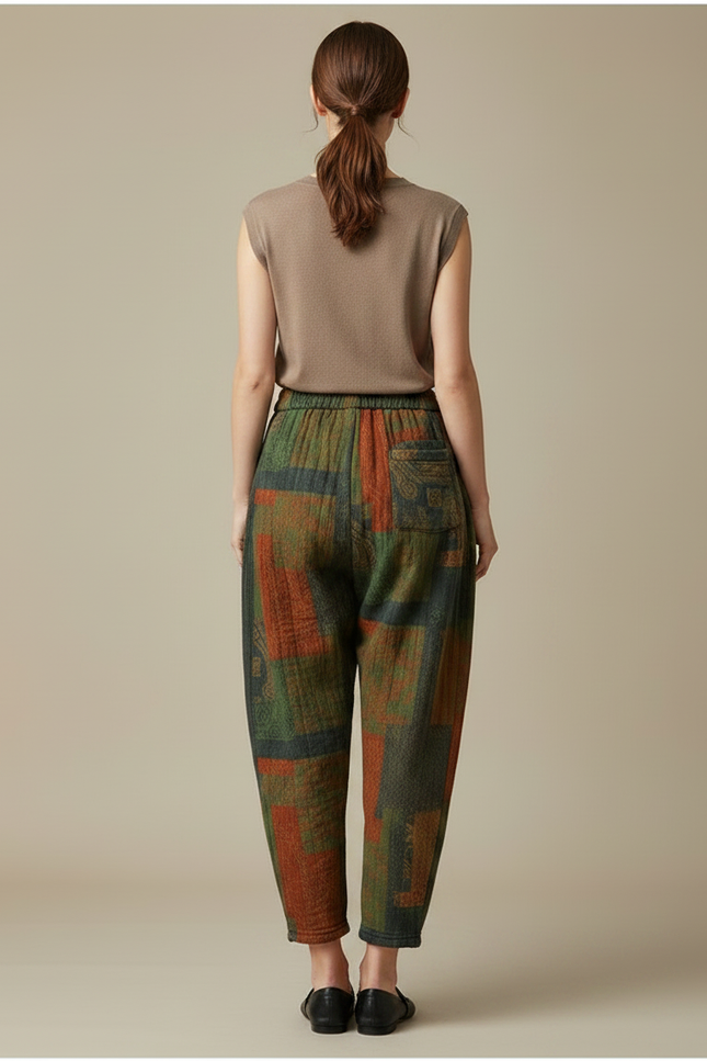 Pantalon Chinois Harem Imprimé Épais Chaud Décontracté - Laine - vue 2