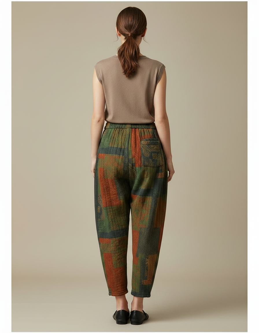 Pantalon Chinois Harem Imprimé Épais Chaud Décontracté - Laine - vue 2