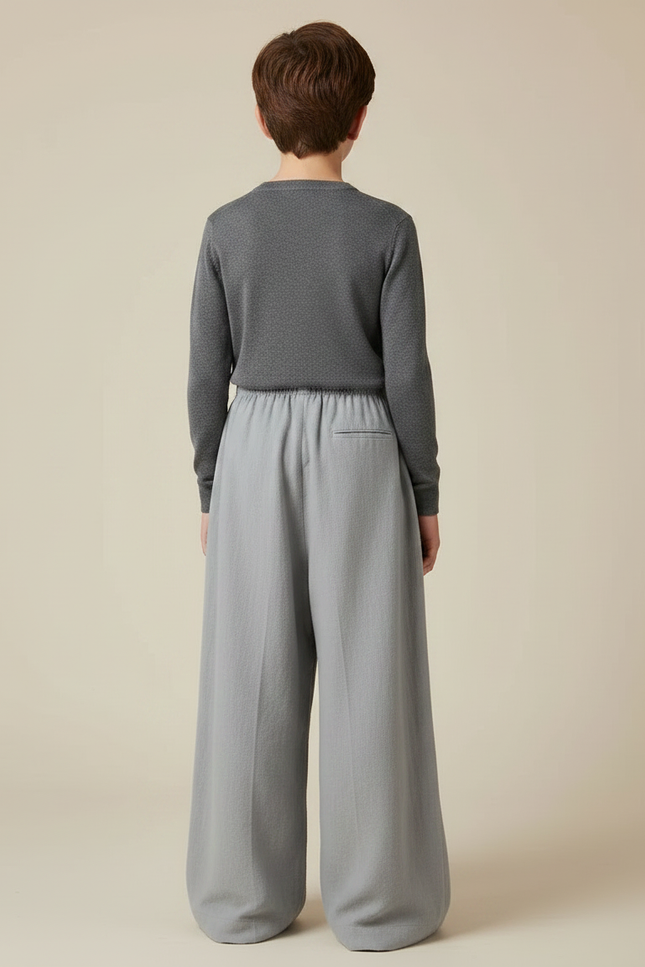 Pantalon Chinois Gris Clair Lin Ample Confortable Enfant - vue 2
