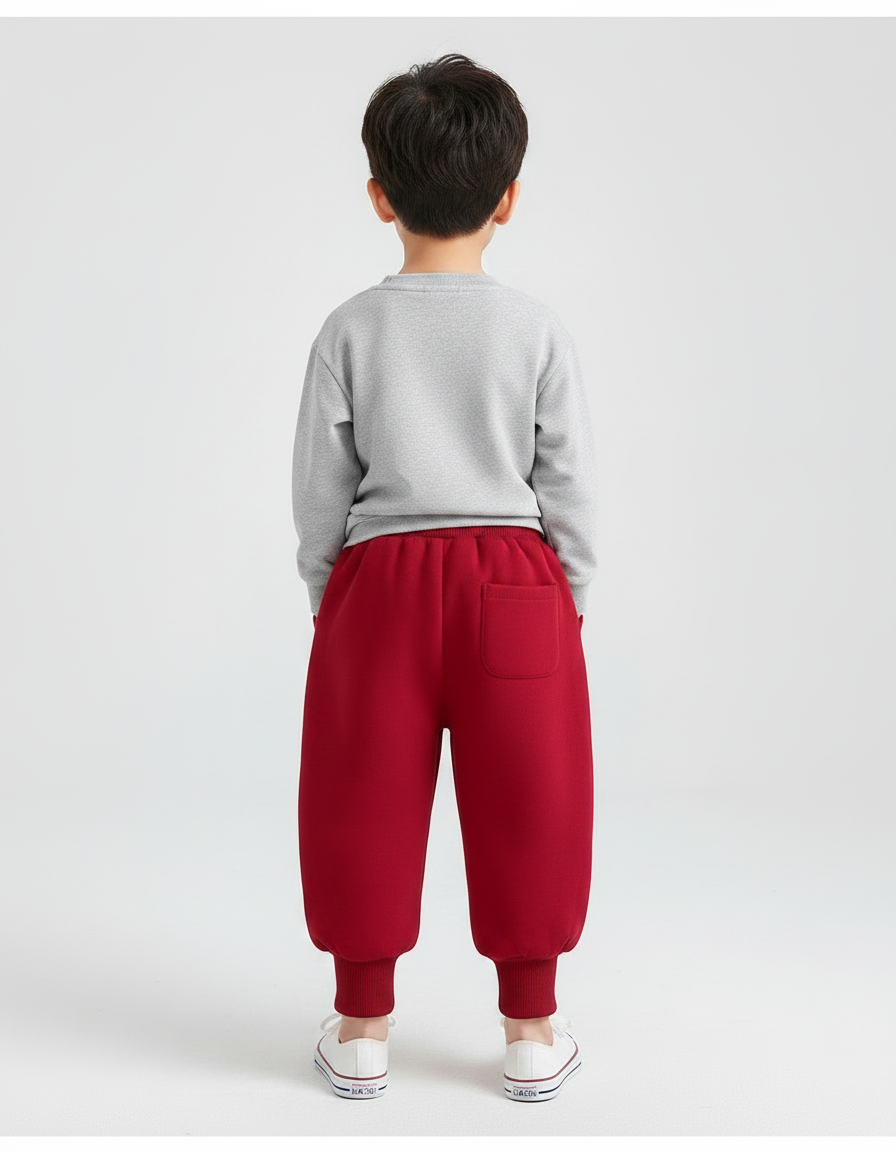 Pantalon Chinois Rouge Velours Épais Hiver Enfant - vue 2
