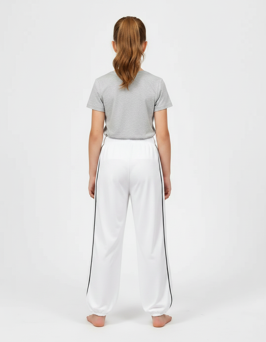 Pantalon Chinois Blanc Ample Unisexe Traditionnel Kung Fu - Polyester - vue 2