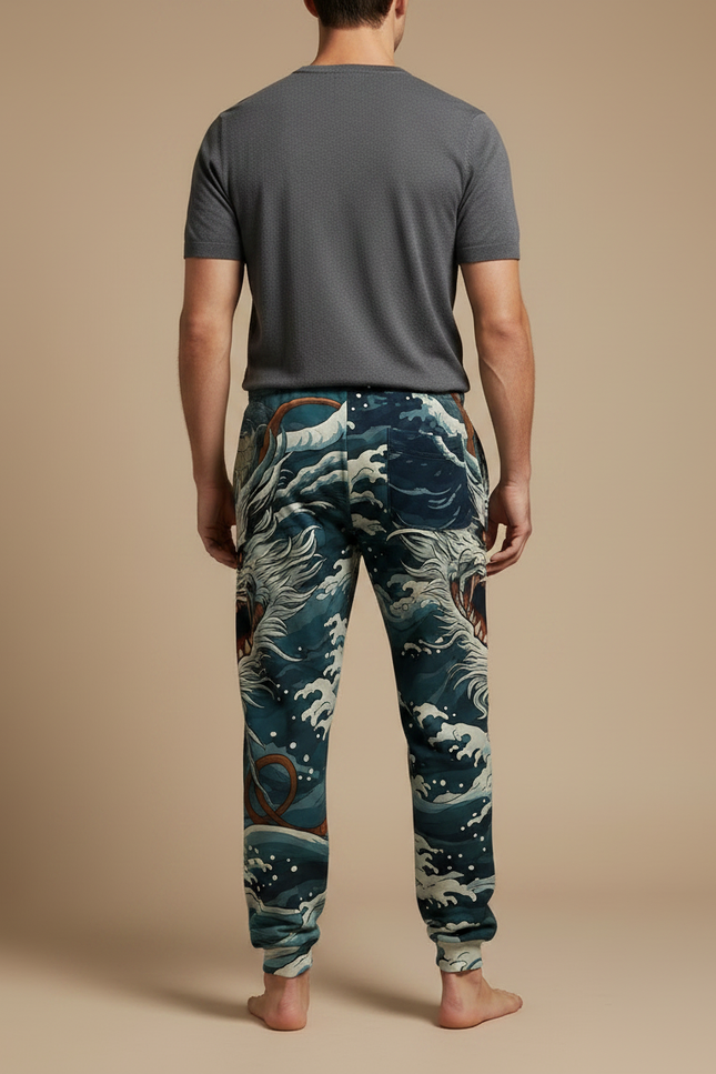 Pantalon Chinois Jogger Dragon Bleu Marine Décontracté - Molleton - vue 2