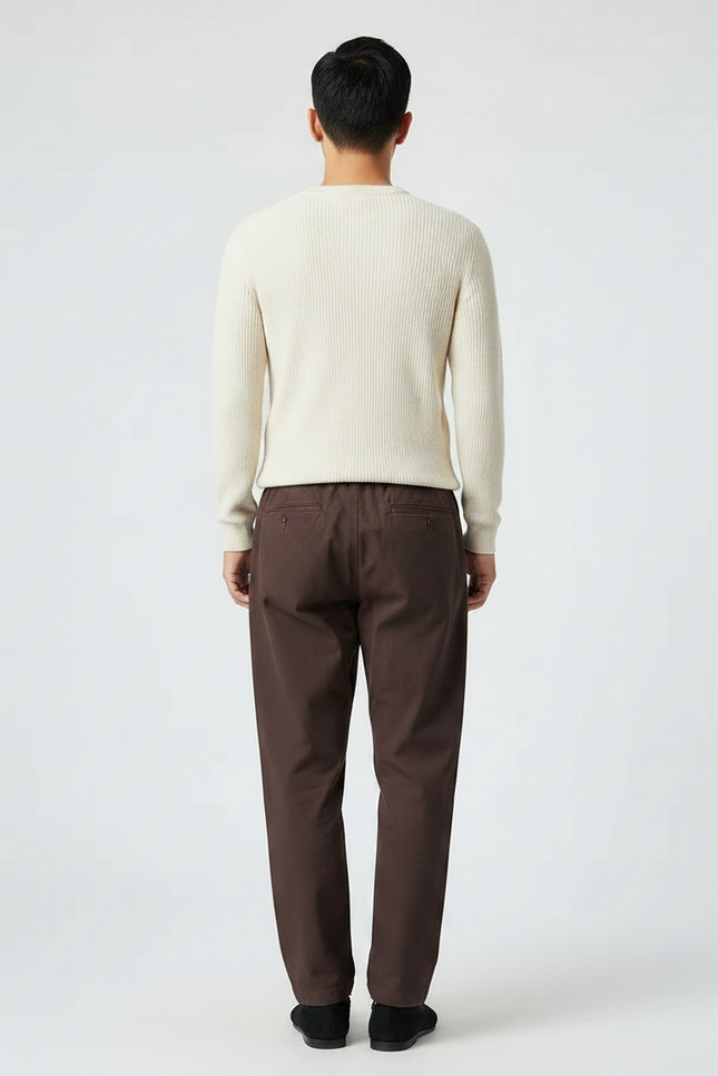 Pantalon Chinois Homme Ample Coton - Marron Toile - vue 2