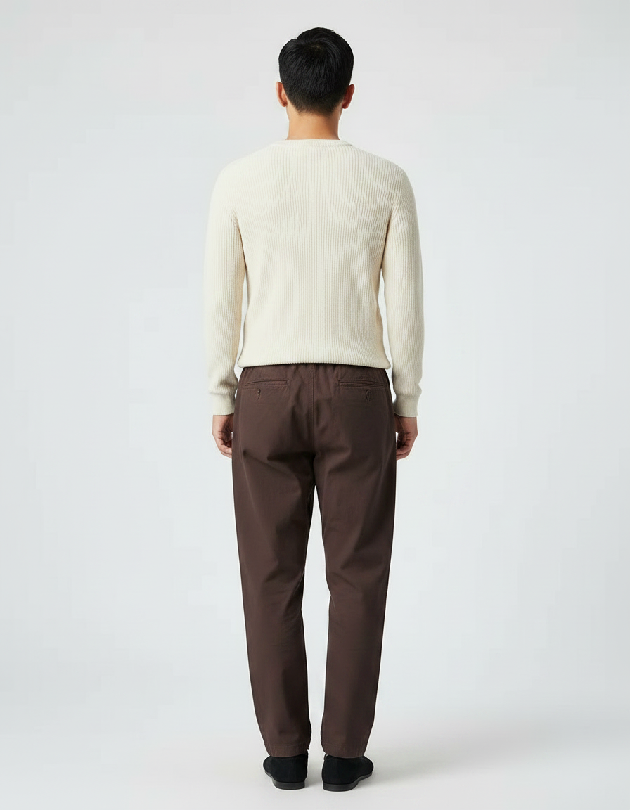 Pantalon Chinois Homme Ample Coton - Marron Toile - vue 2