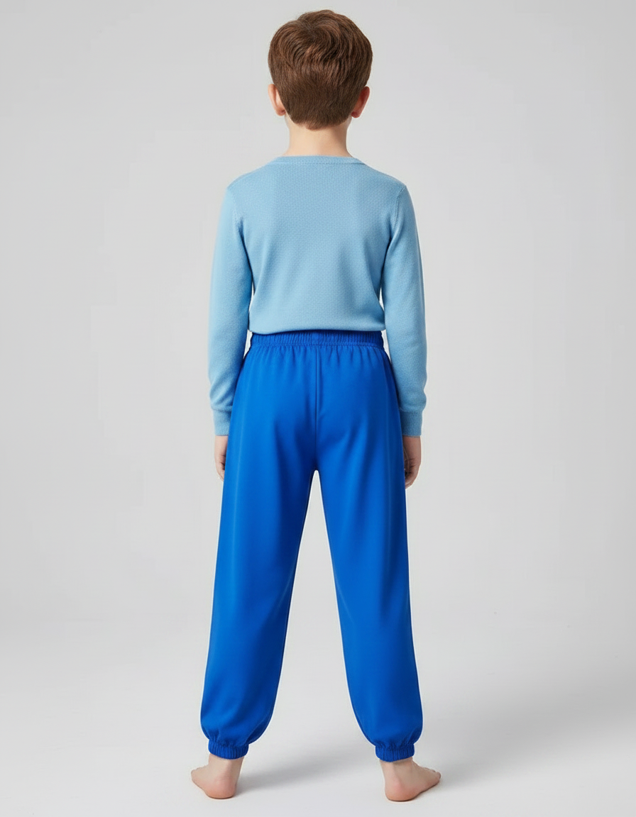 Pantalon Chinois Bleu Brodé Dragon Ample Enfant - Molleton - vue 2
