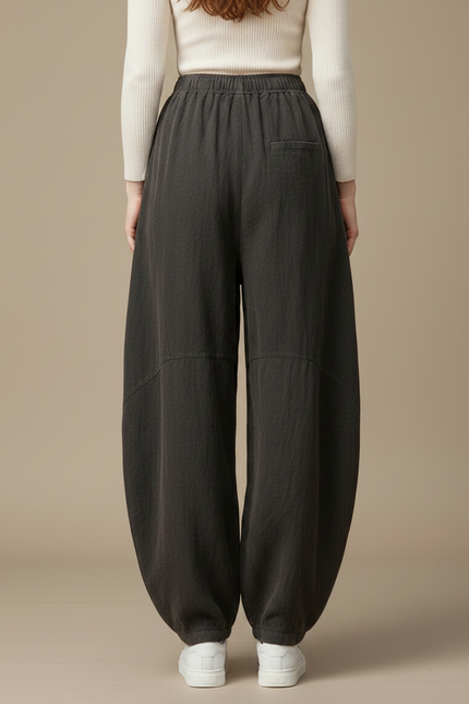 Pantalon Chinois Gris Ample Coton Lin Confortable - vue 2