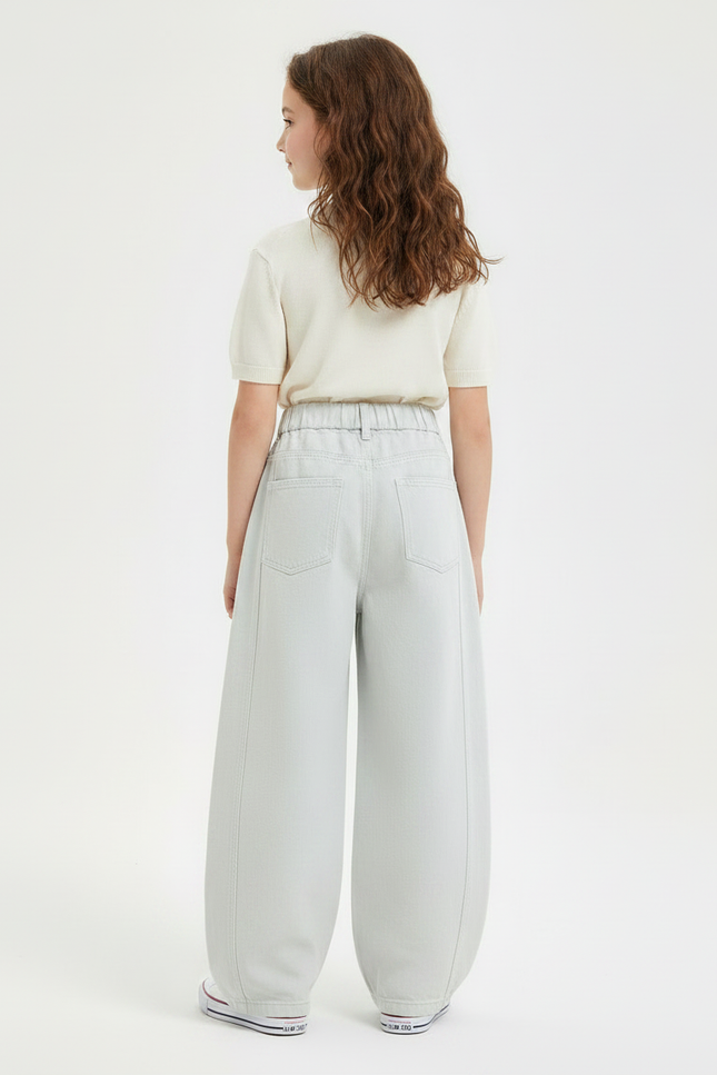 Pantalon Chinois Gris Ample Jeans Fille - vue 2