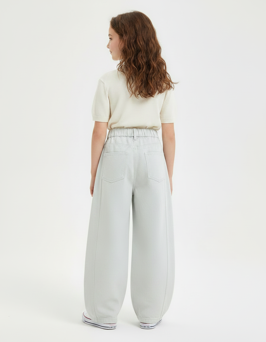 Pantalon Chinois Gris Ample Jeans Fille - vue 2