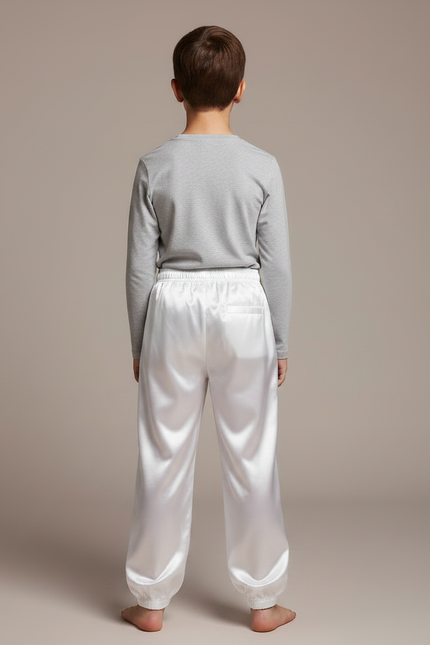 Pantalon Chinois Blanc Satin Ample Enfant Élastiqué - vue 2
