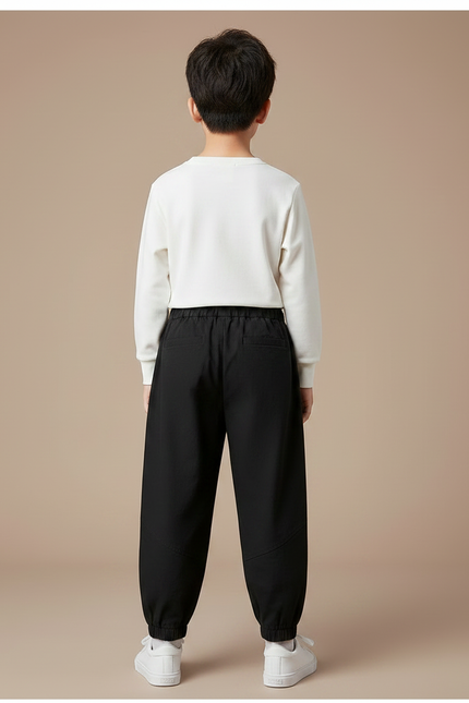 Pantalon Chinois Noir Ample Coton Décontracté Garçon - Polyester - vue 2