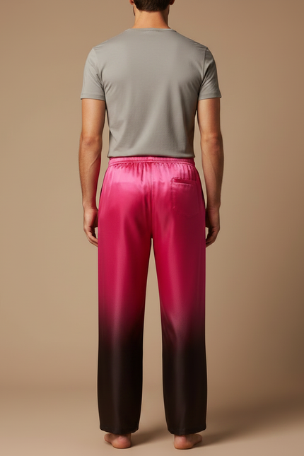 Pantalon Chinois Rose Dégradé Satin Ample Homme - vue 2