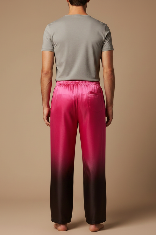 Pantalon Chinois Rose Dégradé Satin Ample Homme - vue 2