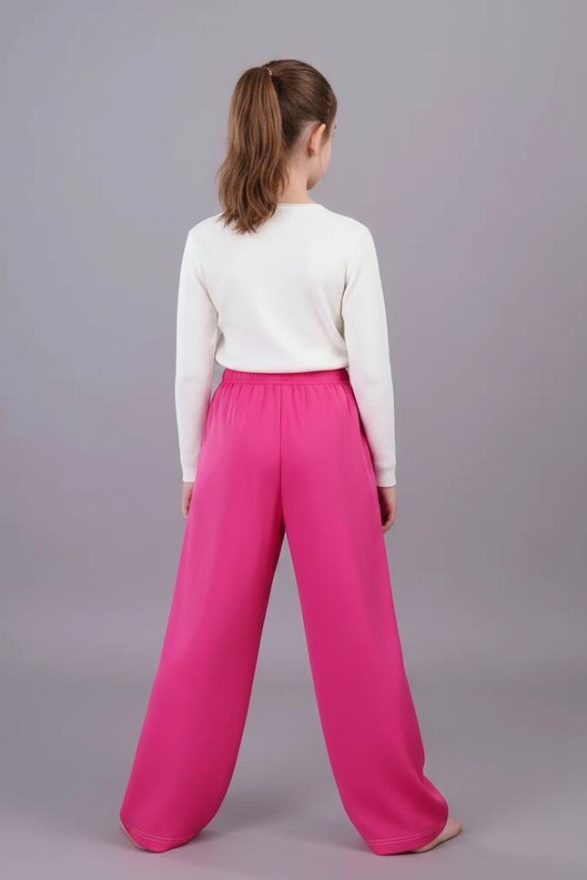 Pantalon Chinois Rose Ample Fluide Décontracté Enfant - Viscose - vue 2