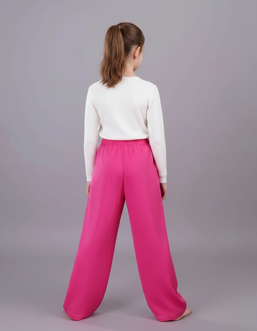 Pantalon Chinois Rose Ample Fluide Décontracté Enfant - Viscose - vue 2