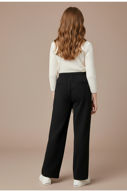 Pantalon Chinois Noir Ample Velours Boutons Fille - Molleton - vue 2