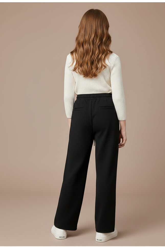 Pantalon Chinois Noir Ample Velours Boutons Fille - Molleton - vue 2