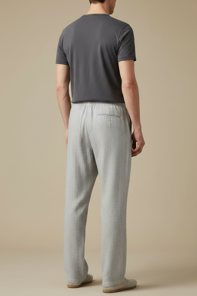 Pantalon Chinois Gris Clair Lin Ample Homme - vue 2