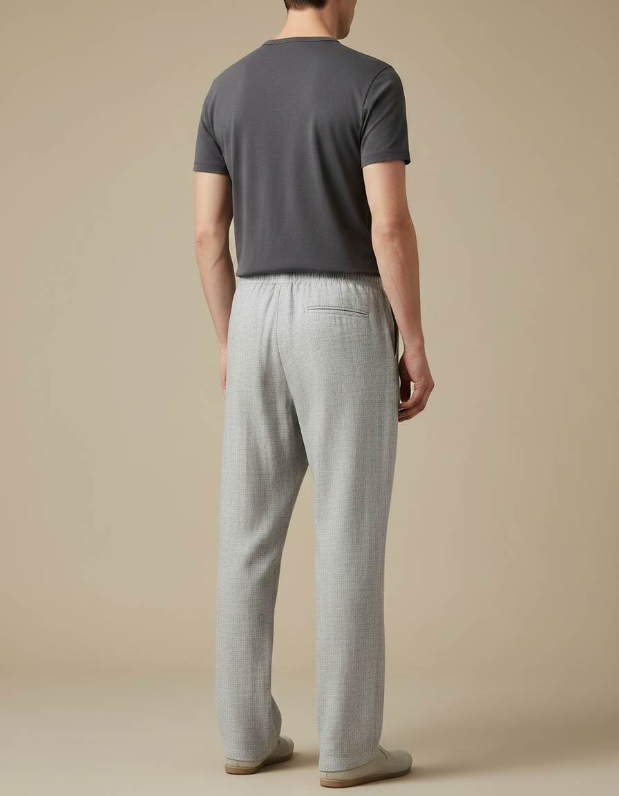 Pantalon Chinois Gris Clair Lin Ample Homme - vue 2