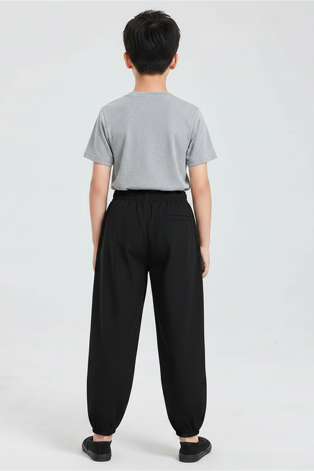Pantalon Chinois Noir Ample Coton Enfant Sport - vue 2