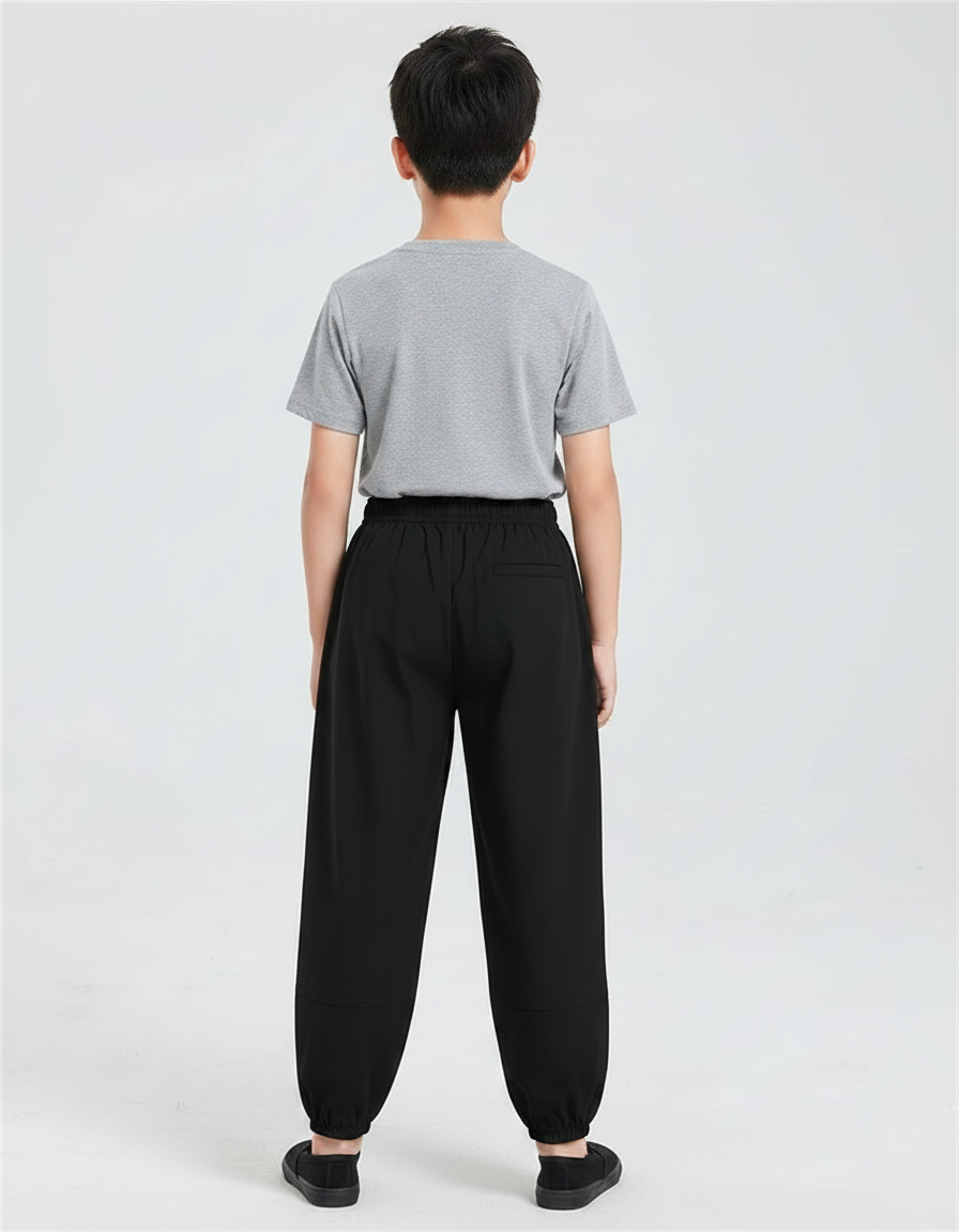 Pantalon Chinois Noir Ample Coton Enfant Sport - vue 2