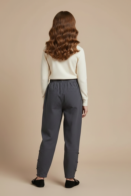 Pantalon Chinois Gris Ample Coton Enfant - vue 2