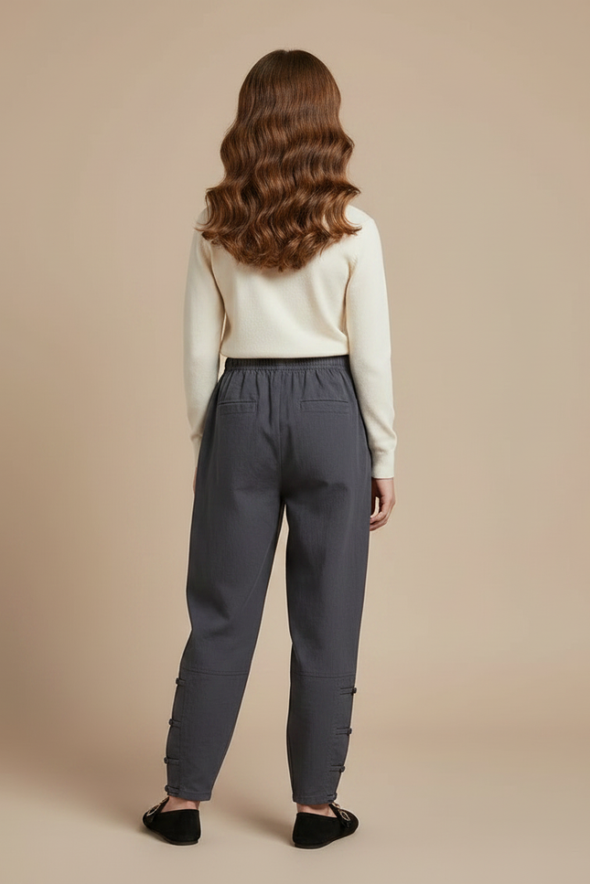 Pantalon Chinois Gris Ample Coton Enfant - vue 2
