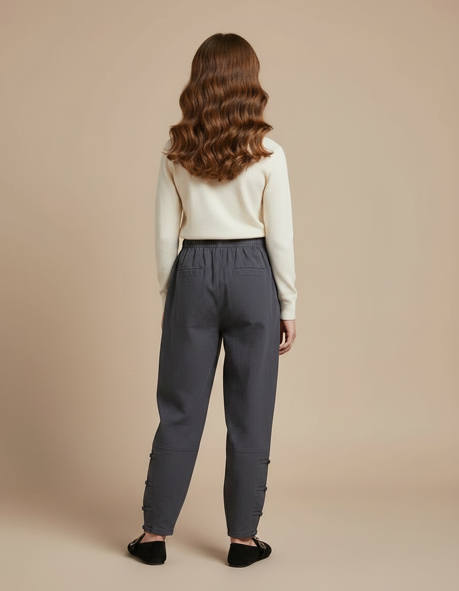 Pantalon Chinois Gris Ample Coton Enfant - vue 2