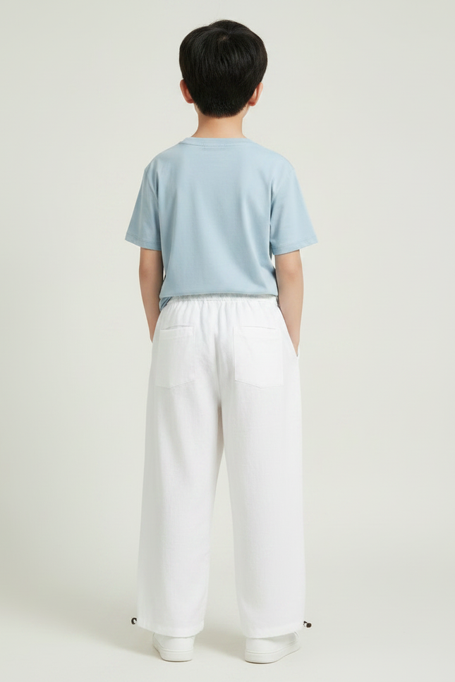 Pantalon Chinois Blanc Ample Bambou Lin Décontracté - vue 2