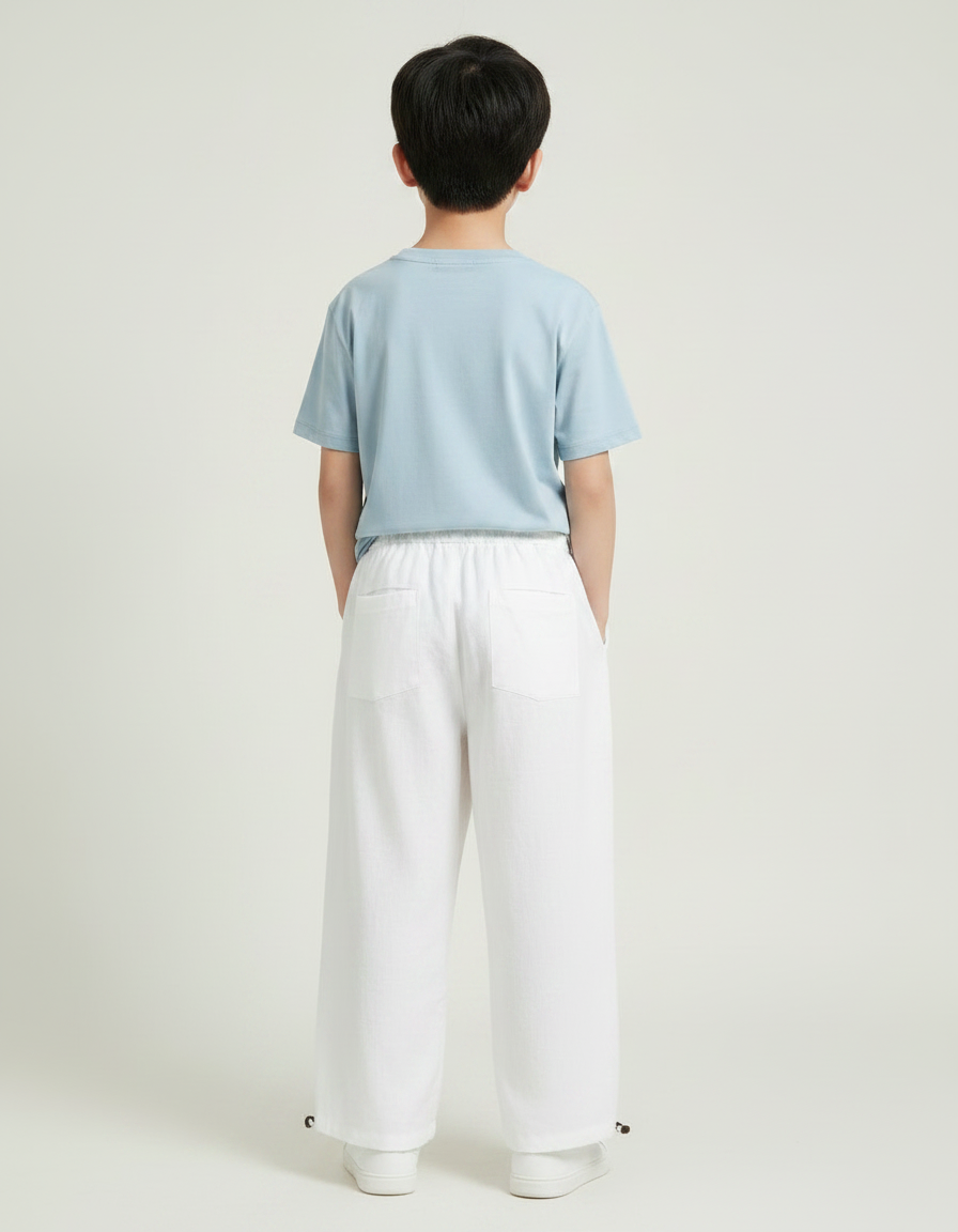 Pantalon Chinois Blanc Ample Bambou Lin Décontracté - vue 2