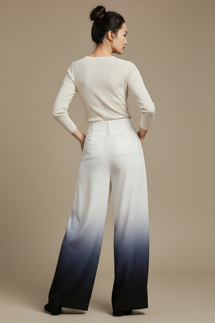 Pantalon Chinois Dégradé Fluide Ample Élégant Bicolore - Multicolore Viscose - vue 2