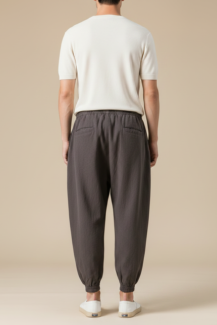 Pantalon Chinois Harem Lin Ample Gris - vue 2