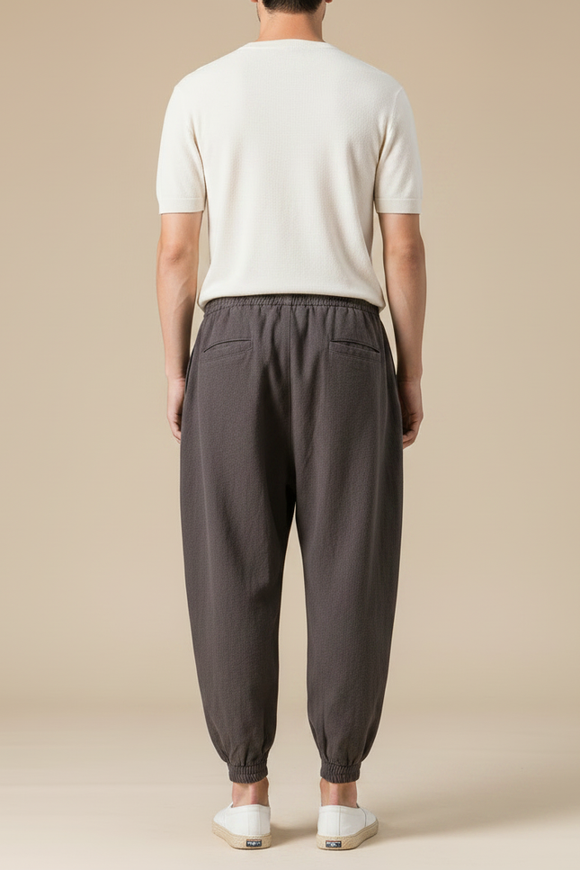 Pantalon Chinois Harem Lin Ample Gris - vue 2