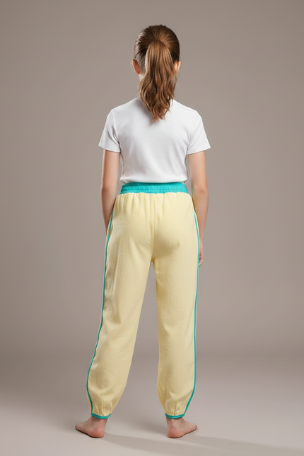 Pantalon Chinois Jaune Ample Viscose Unisexe Décontracté - vue 2