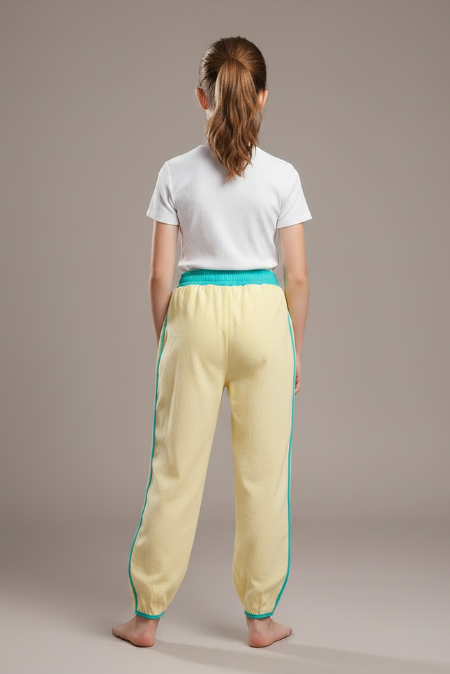 Pantalon Chinois Jaune Ample Viscose Unisexe Décontracté - vue 2
