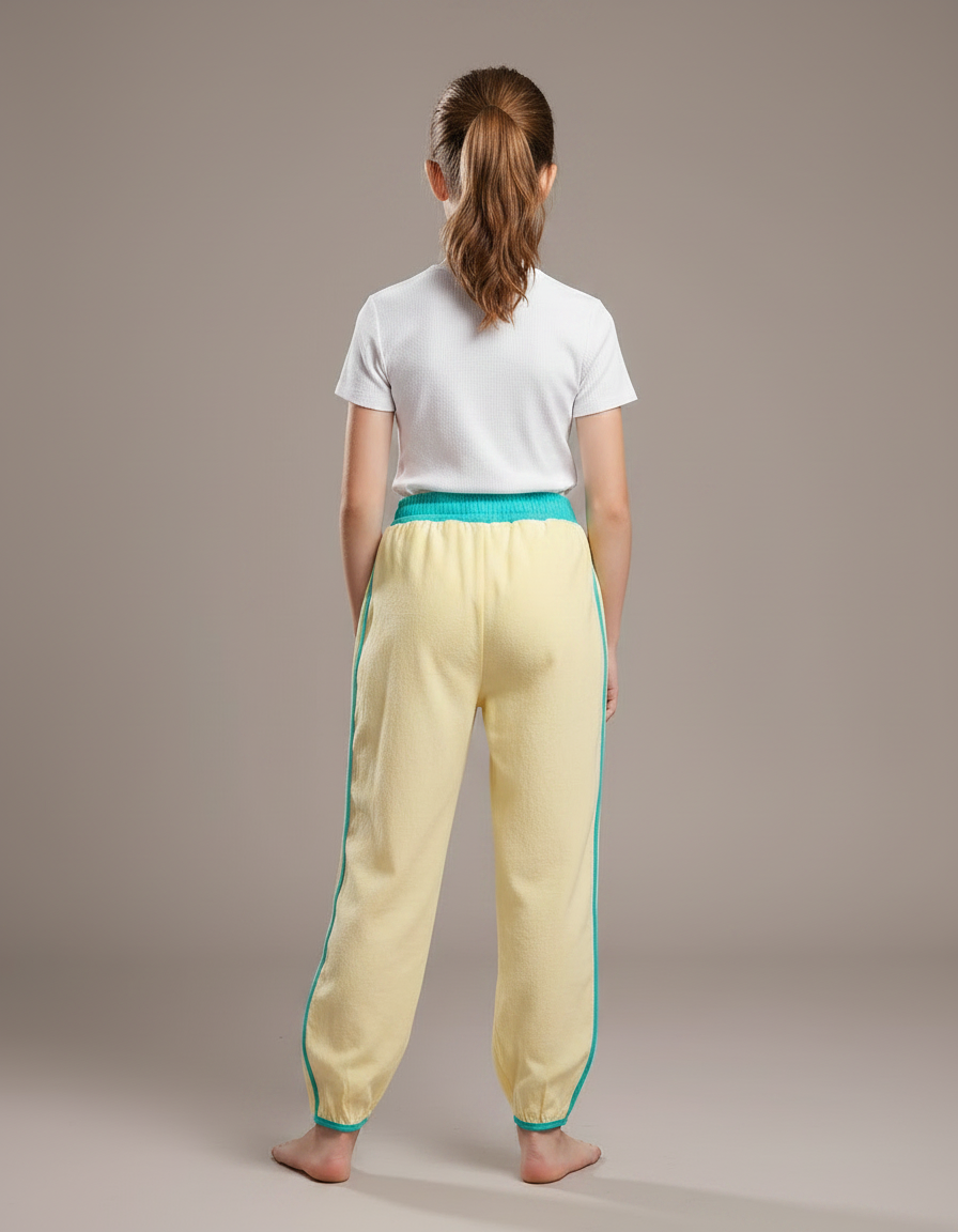 Pantalon Chinois Jaune Ample Viscose Unisexe Décontracté - vue 2