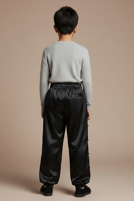 Pantalon Chinois Noir Satiné Ample Enfant - vue 2