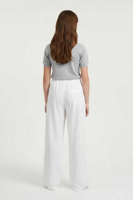 Pantalon Chinois Blanc Ample Fluide Décontracté Sport - Viscose - vue 2