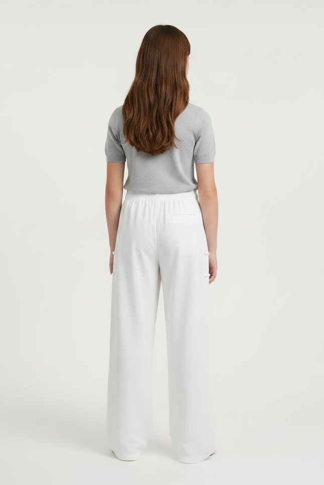 Pantalon Chinois Blanc Ample Fluide Décontracté Sport - Viscose - vue 2