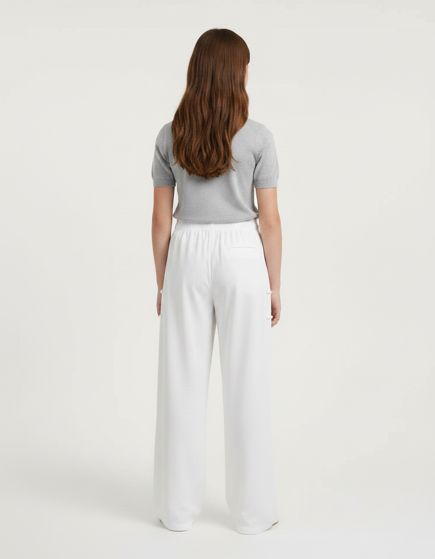Pantalon Chinois Blanc Ample Fluide Décontracté Sport - Viscose - vue 2