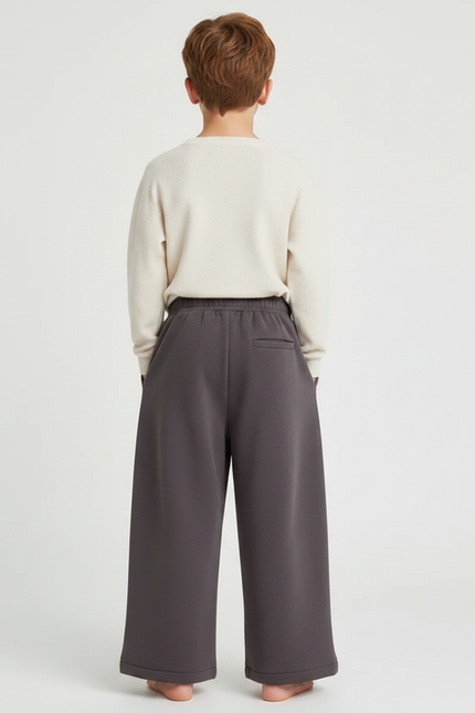 Pantalon Chinois Gris Ample Molletonné Enfant Décontracté - vue 2
