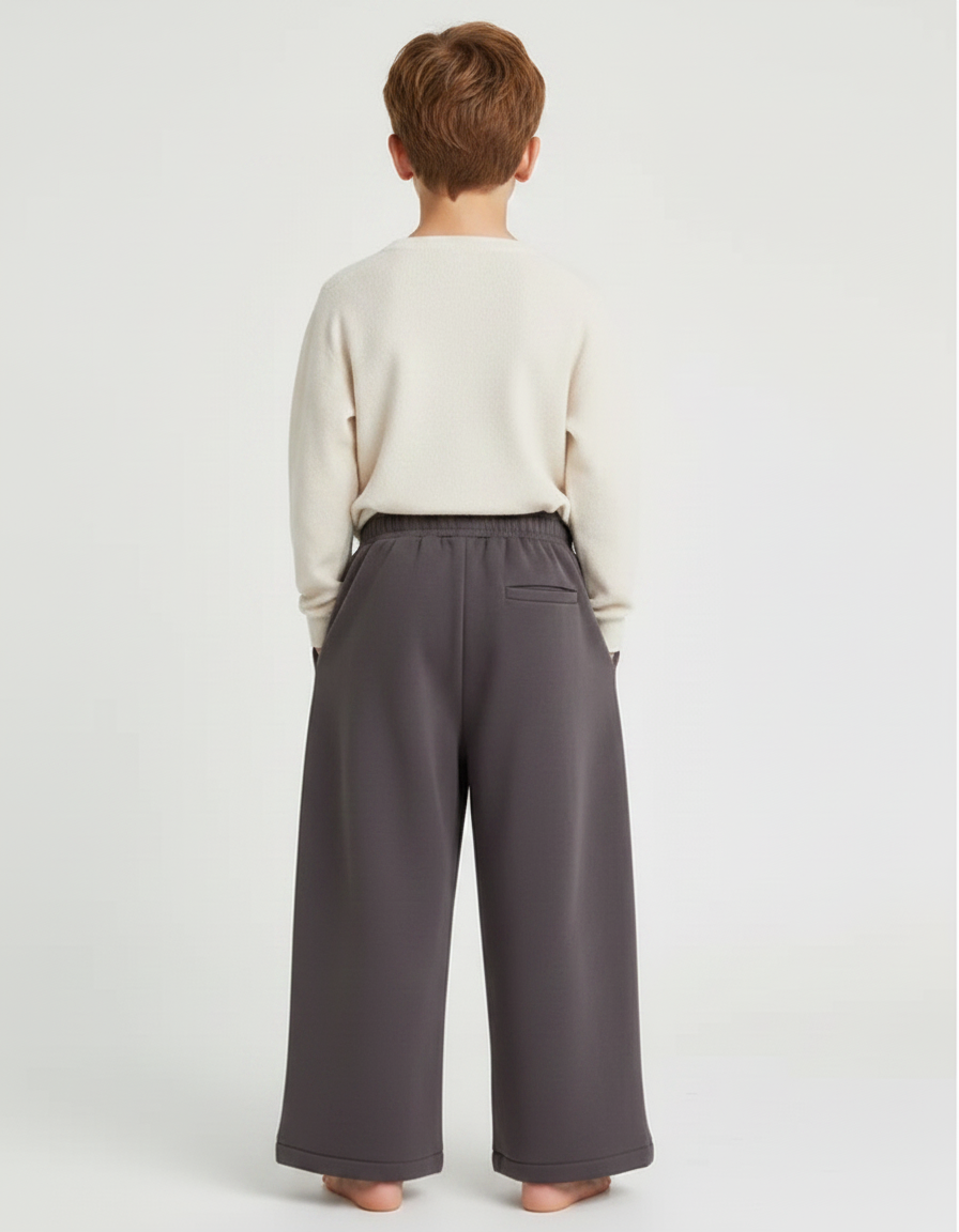 Pantalon Chinois Gris Ample Molletonné Enfant Décontracté - vue 2