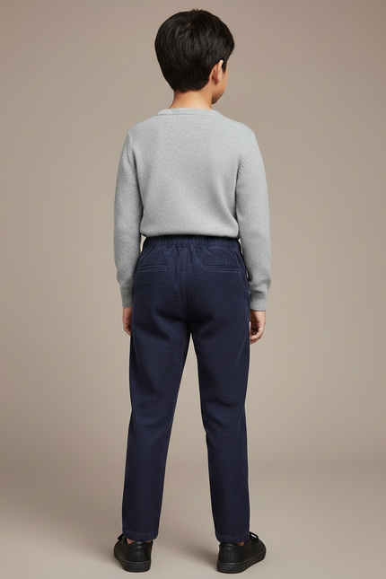 Pantalon Chinois Bleu Marine Côtelé Décontracté Enfant - Cordé - vue 2